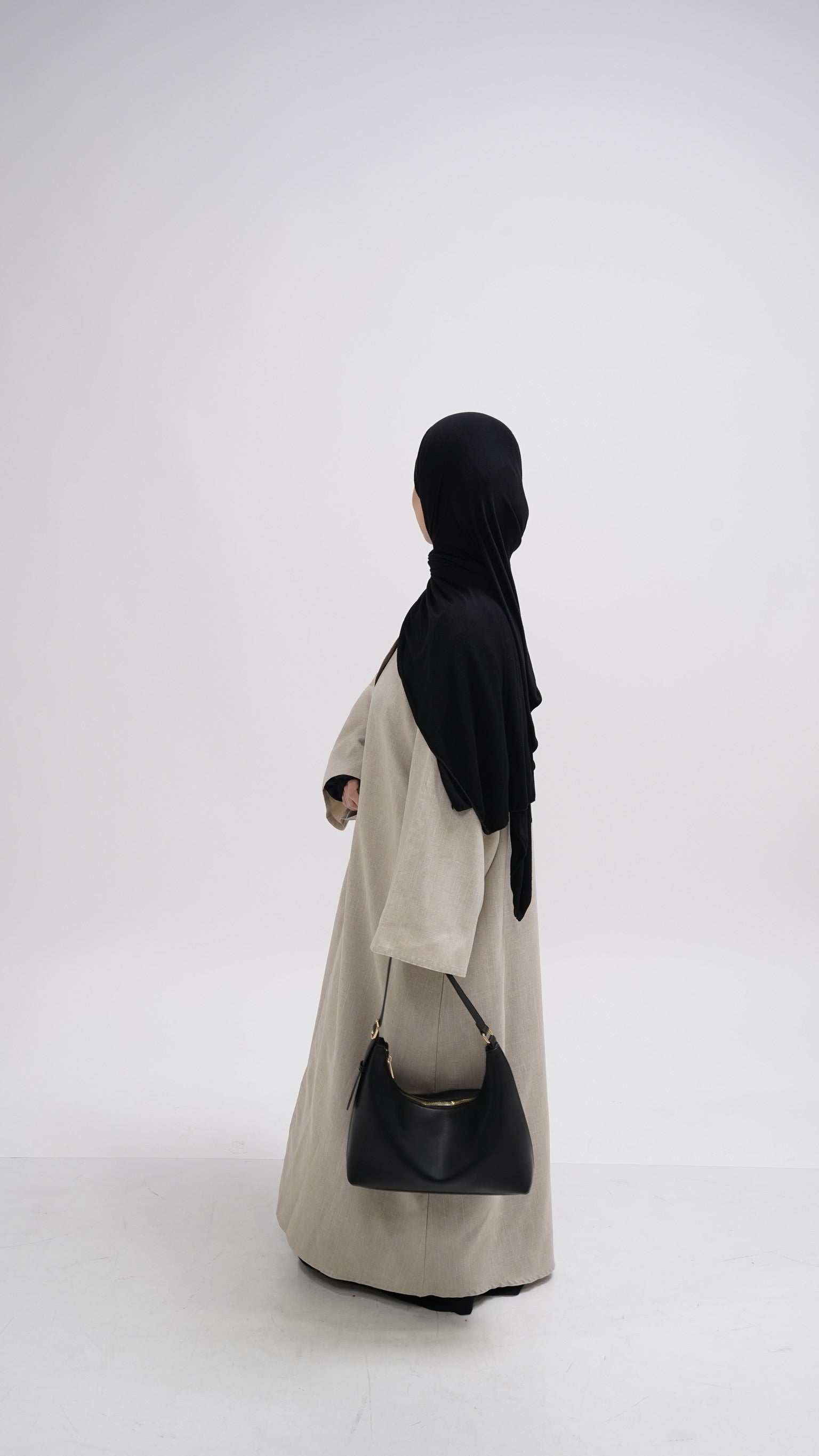 Basic Linen Abaya in Plain Oat