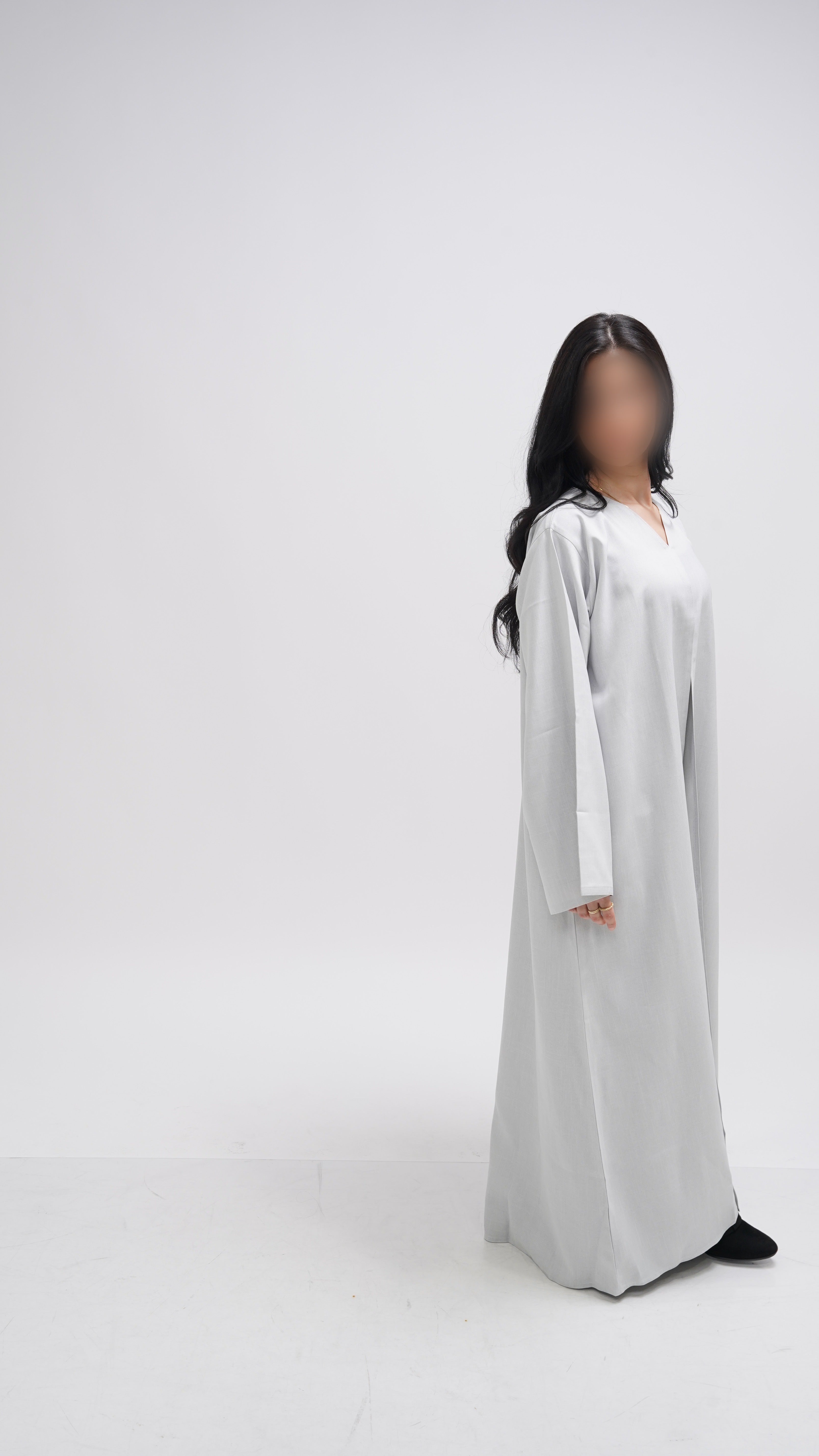 Basic Linen Abaya in Misty Blue
